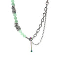 Aventurine Natural Stone Edge Grinded Stainless Steel Chain Necklace STN032