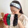 ZiTeng European and American Style Baroque Full Crystal Scrunchie High Cranial Velvet Cross Hair Clip Accessory for Women