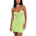 Wholesale Ladies Plain Color Stretch Herringbone Bodycon Sleeveless Mini Lace Sequined Diamonds Daily Elegant Sexy Party Dresses