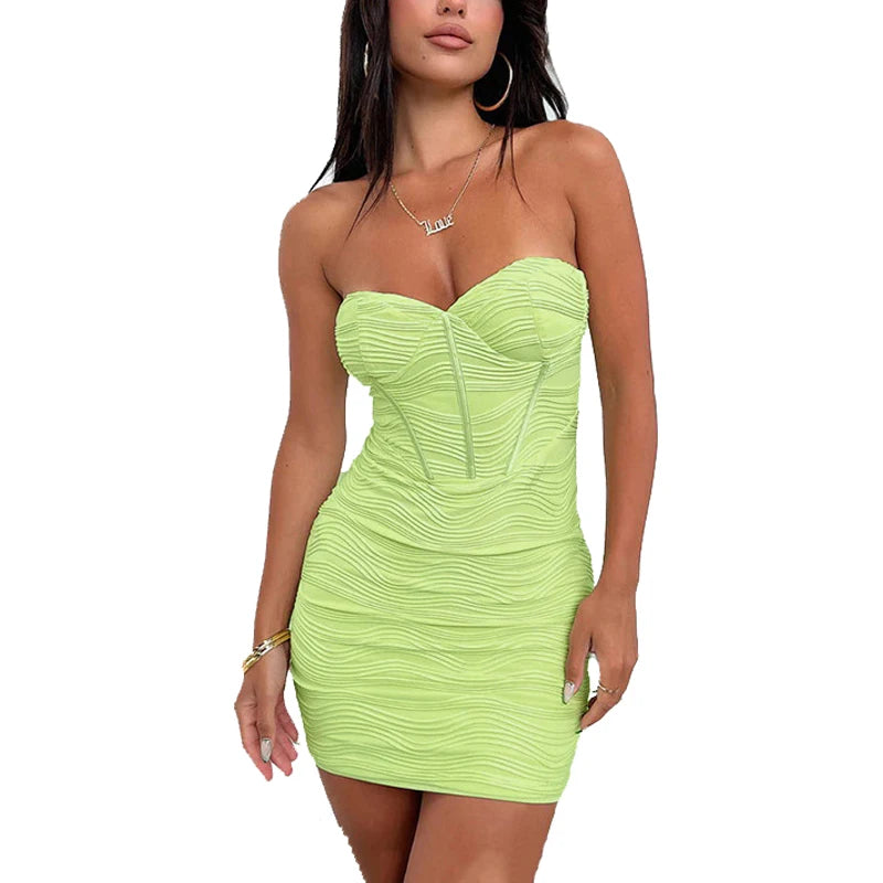 Wholesale Ladies Plain Color Stretch Herringbone Bodycon Sleeveless Mini Lace Sequined Diamonds Daily Elegant Sexy Party Dresses