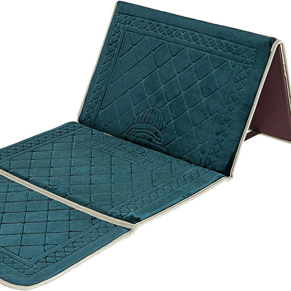 Hot Selling Islamic Folding Sajadah Prayer Rug Travel Muslim Wholesale Polyester Prayer Mat Comfortable Backrest for Door Use