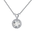 RINNTIN SN215 Halo Round Pendant 925 Sterling Silver Necklace for Women Sterling Silver Clear Cubic Zirconia