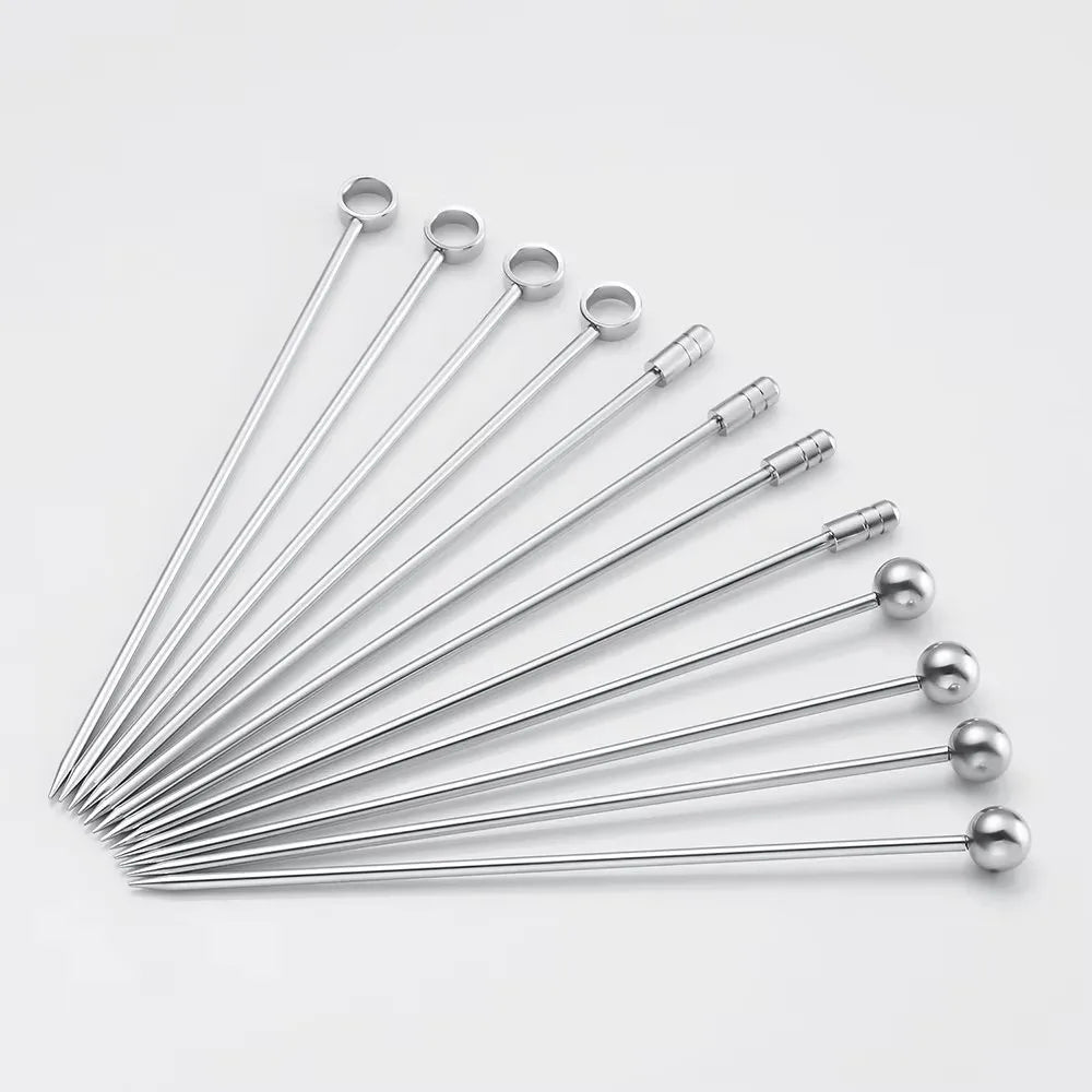 Custom Reusable Eco-Friendly Portable Decorative Stainless Steel Cocktail Picks Modern Christmas Gift Box Parties Bar Tools