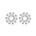 Exquisite Daisy Flower Shape 925 Sterling Silver baguette CZ Diamond Stud Earrings for Women