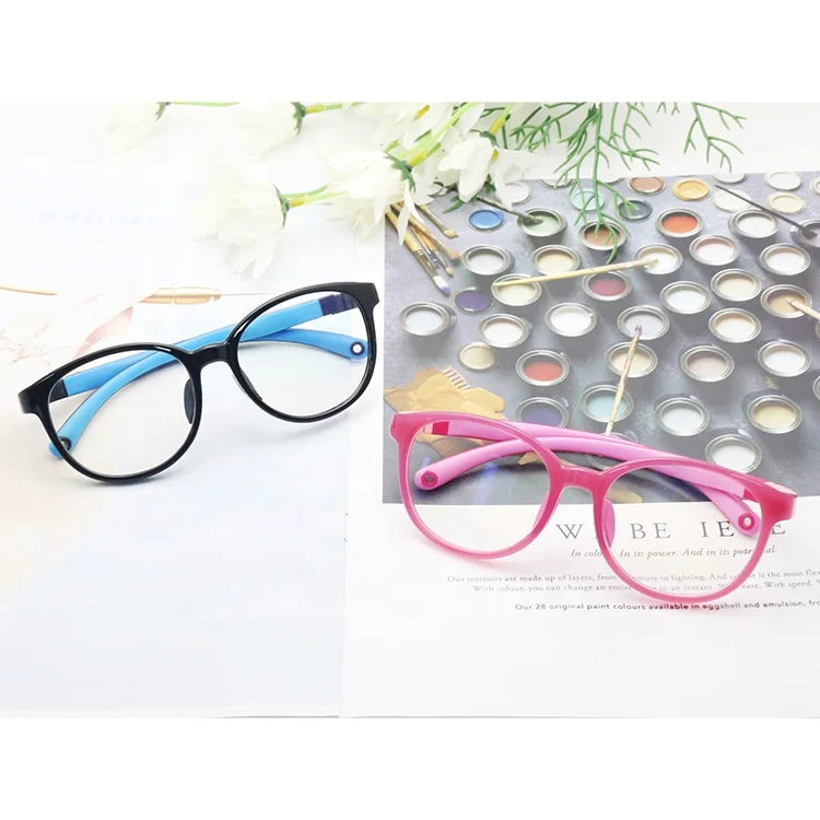 Wholesale Soft Multicolored Optical Frame for Kids Diamond-Shaped Eyeglasses with Removable Face Match