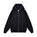 Customized Printed Men Women Solid Lined 100% Cotton Fleece Zip-Up Hooded Sweatshirt Oversized Long-Sleeved Casual Jacket
