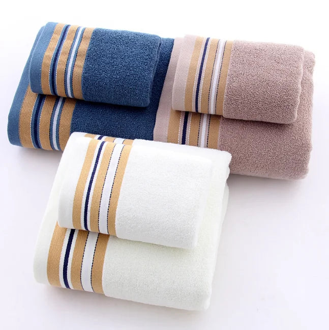 Colorful Stripe Design Cotton Face Towel Bath Towel Set