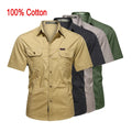 Men's Short Sleeve Cotton Casual Shirt Sport Tactical Shirt Half Sleeve for Hiking Climbing Hunting Outdoor Sport Shirt
