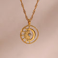 Dreamshow Fashion Jewelry Necklaces Hollow Out Sun Moon Pendant Necklace 18k Gold Plated Stainless Steel Jewelry