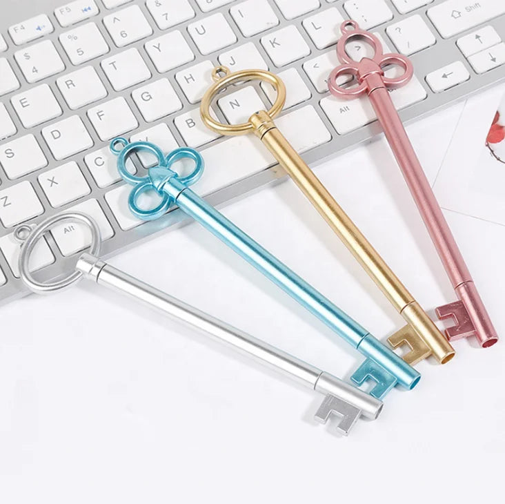 Metal Texture Black Pen Writing Pen Student Retro Key Gel Pen