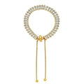 Antique Waterproof Gold Jewelry Stainless Steel Adjustable Rectangle Stone Tennis Chain Necklace Zircon Crystal Pave Necklace