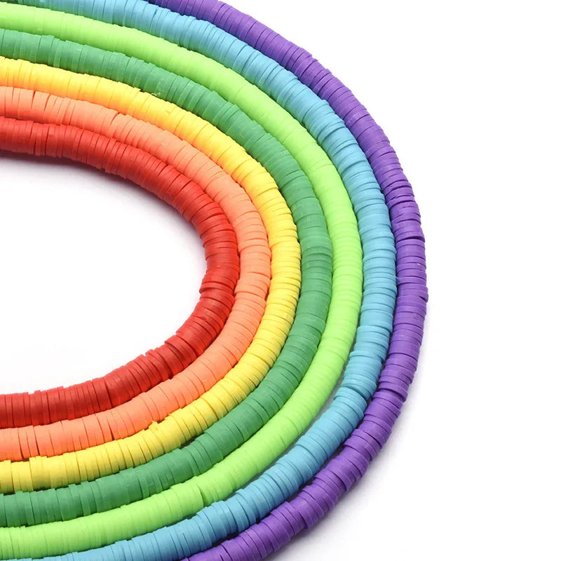 6mm Colorful Flat Round Spacer Beads Polymer Clay Beads for Bracelet Jewelry Making