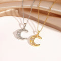 Aimgal Stainless Steel 18K Gold Plating Non Tarnish 4A Zircon Pendant Necklace Moon and Sun God Mother of Pearl Drop Shipping