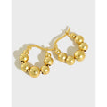 S925 Sterling Silver Geometric Hoop Earrings Ear Buckle Temperamental Beaded Earrings Trendy Earrings Women Luxury Jewelry
