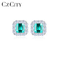 CZCITY Vintage French Style Square Stud Raw Gemstone Sterling Silver 925 Earring for Woman 2026