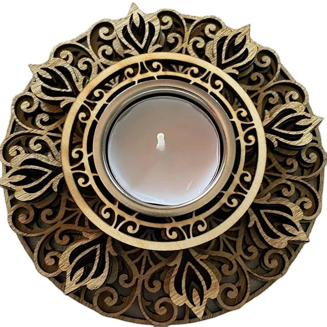Manufacturers Support Gorgeous Wooden Handmade Atomic Mandala Tea Lamp Candlestick Home Decoration Pendants