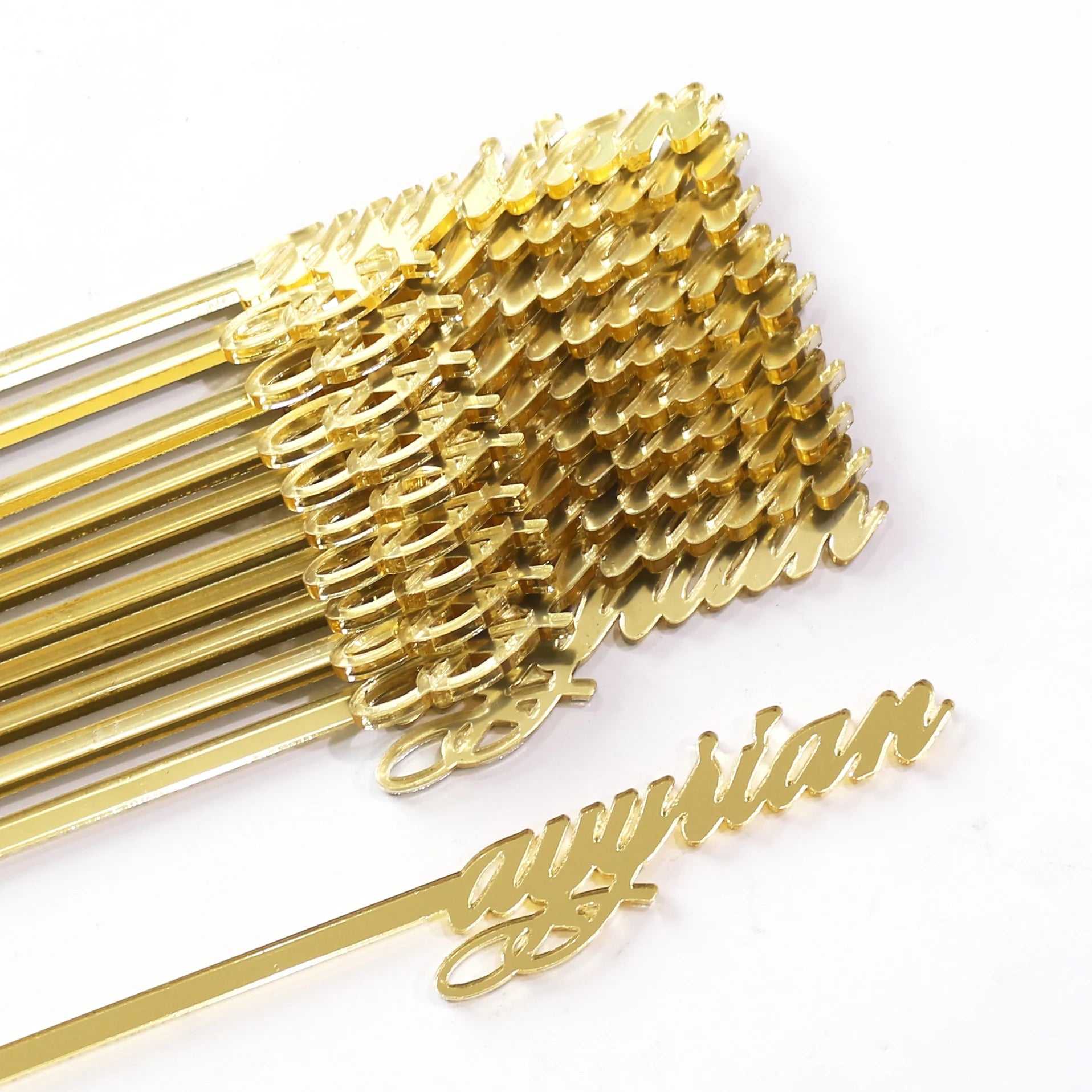 Laser Gold Mirror Acrylic Drink Stirrers  a Beautiful Accessory to Any Weddings Events Parties.