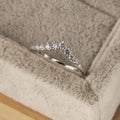 High Quality S925 Sterling Silver Platinum Plated V-Shape Ring Diamond Inlays Simple Open Design Japanese Korean Fashion Wedding