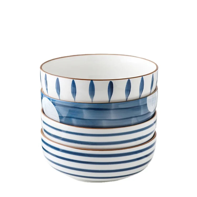 Japanese Creativity Silk Screen Printing Internet Celebrity Underglaze Ceramic Soup Bowl