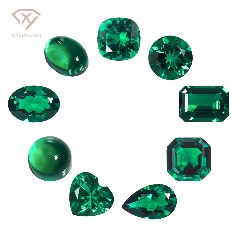 Ready to Ship Loose  Lab Zambian Emerald Stone Fancy Shape Synthetic Hydrothermal Lab Created Grown Gemstones for Jewelry Making