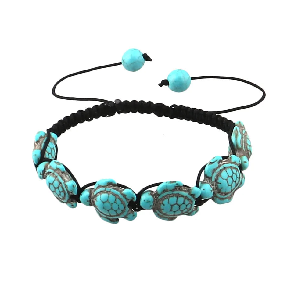Pulsera Turquesa Braided Adjustable Rope Turquoise Stone Bracelet Turquoise Sea Turtle Bracelet