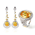 C9381 Abiding Jewelry Factory Moon Star Golden Yellow Cubic Zirconia 925 Wedding Silver Jewelry Set