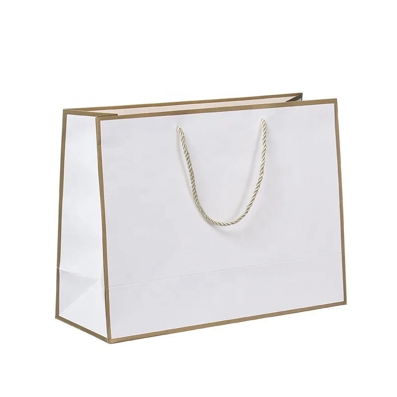 Wholesale Luxury Ivory Board Euro Tote Custom White Cardboard Shopping Gift Packaging Bags with Supermarket Use OEM Service
