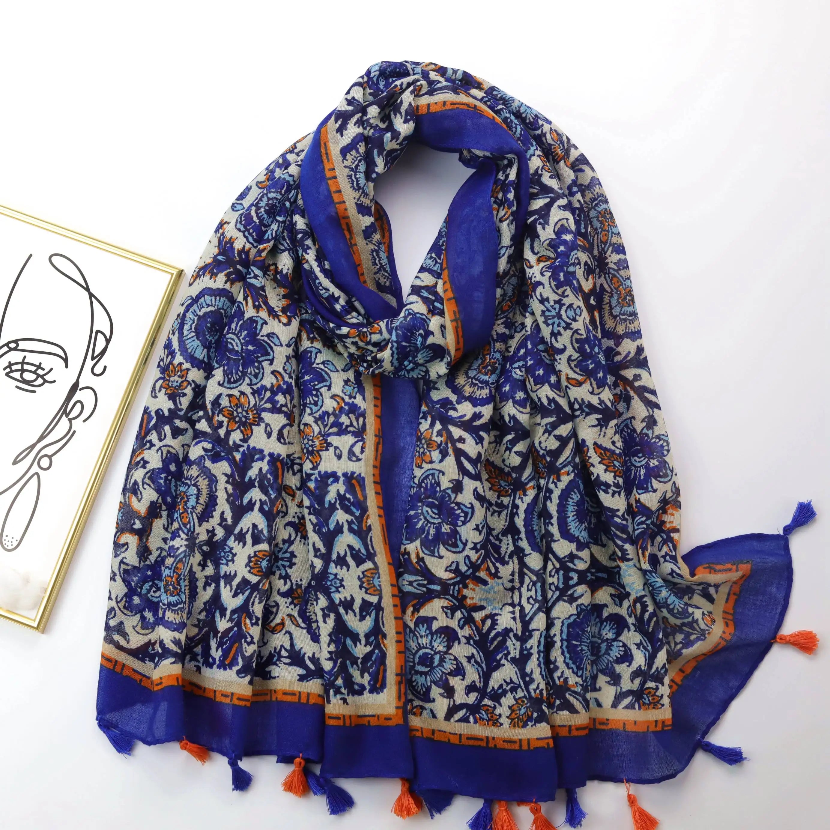 Hot Sale African Headscarf Muslim 90*180cm Long Turban Women Printed Cotton  Linen Scarf Africa Headscarf and Shawls Wholesale