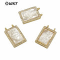 WT-MP181 Wholesale Unique Double Loops Micro Pave Bezel Seting Natural Christian Religious MOP Heart Pendant 11x16mm