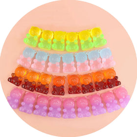 Gradient Colorful Gummy Bear Candy Resin Charms Food Cabochon for DIY Phone Case Jewelry Making Earring Pendant