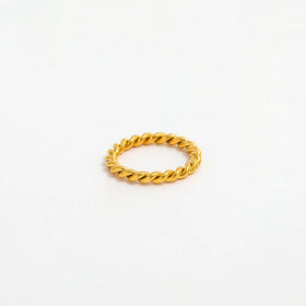 Fenny 18K Gold Plated Wholesale Tarnish Free Retro Personality Simple Twisted Rope Stainless Steel Finger Ring Trendy for Women