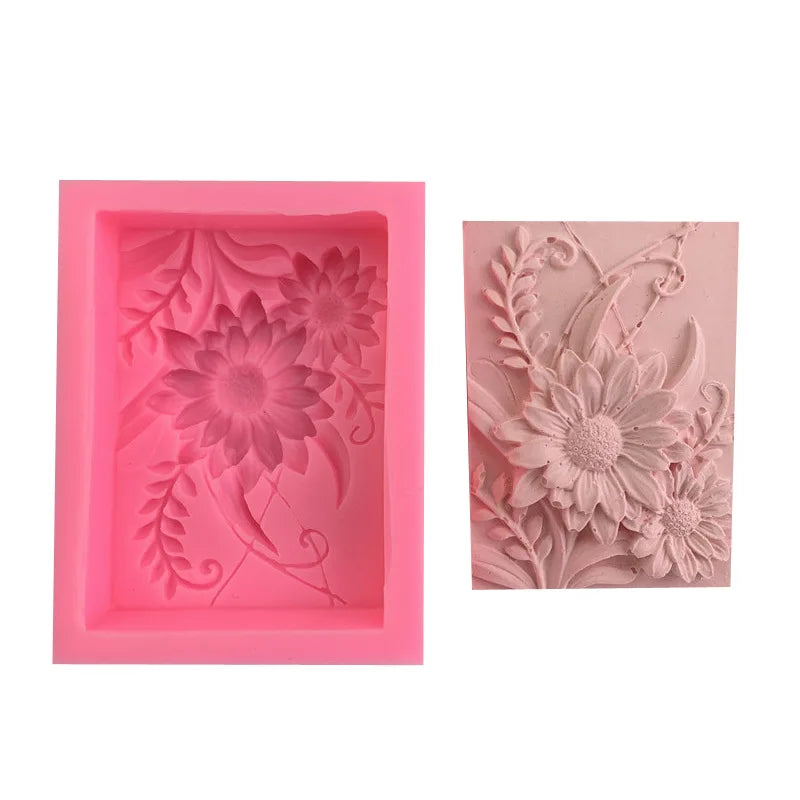 Rectangular Chrysanthemum Silicone Mold Cake Soap Handmade Plaster Epoxy Decorative Candle Mold Other Decorations Reusable