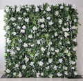 S23 Wedding Decor Greenery Fake Plant Leaf Floral Wall Backdrop Panel 3D Roll up Green White Artificial Silk Flower Wall of Rose