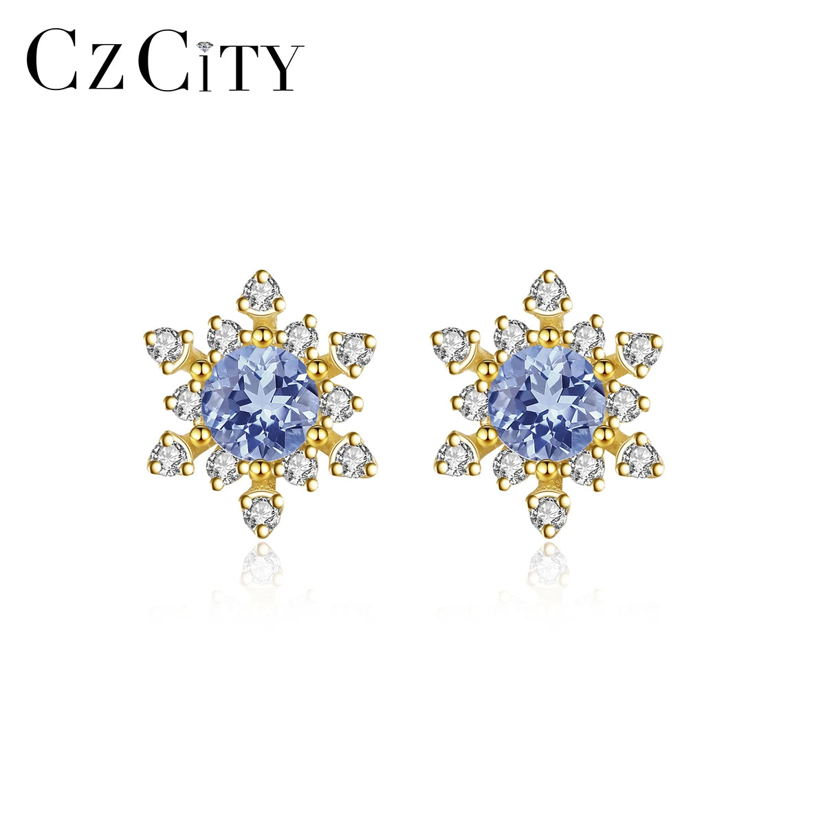 CZCITY Elegant Small Earing Woman Flower Zircon Hot Sale Stud Designer 925 Silver Korean Zirconia Earrings