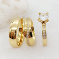 18K Gold Plated Stainless Steel High Quality Circle Cubic Zirconia Promise Marriage Engagement Rings Wedding Couple Rings for