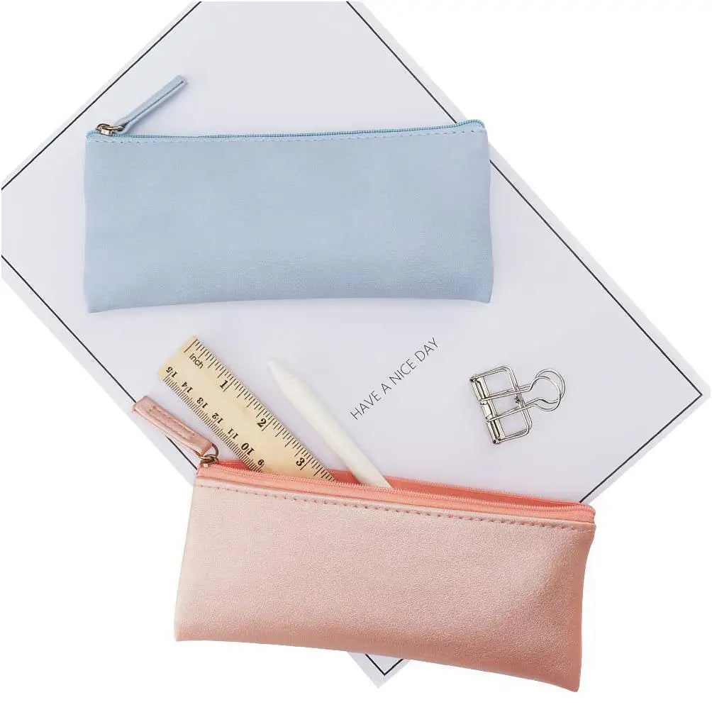 China Supplier Qetesh Custom Logo Makeup Bag Simple Creative PU Handbag Pencil Case Cosmetic Bag for Women