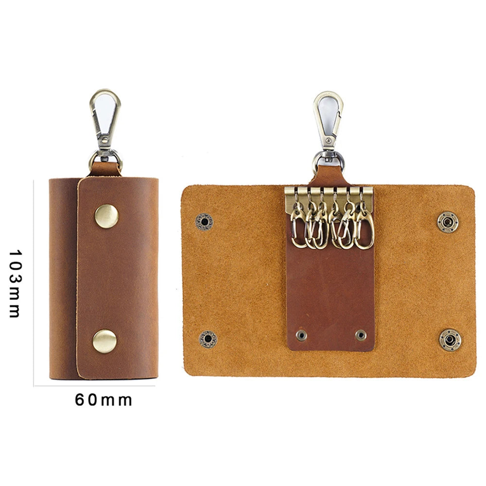 New Versatile Crazy Horse Real Genuine Leather Bag Car Key Case Bag Car Key Wallet Bag Key Protector