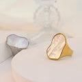 Unique Beautiful Stainless Steel Trending Women White Shell Custom Mens Ring Gold