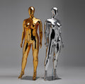 Factory Direct Sale Abstract Egg Head Plus Size Woman Plastic Chrome Gold Mannequin Oversize Size Mannequin for Clothing Store