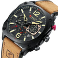 2025 for CURREN 8398 Top New Luxury Men's Quartz Wristwatch Brown Dial Chronograph Luminous Feature Oval Made PC Casual Sports