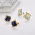 WX2145 Gold Plated Lapis Lazuli Amazonite Micro Pave Earrings Luxury Wedding Party Earrings Customized Stone Acceptable