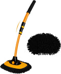 15Â° Curved Car Cleaning Brush with Telescopic Handle Aluminum Alloy Long Rod Wash Mop for Washing  Van Truck Boat