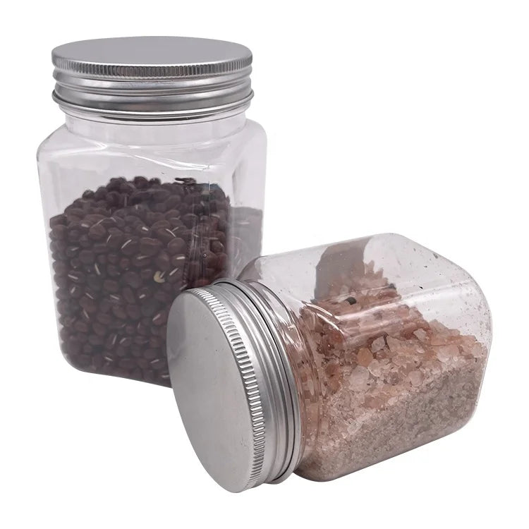 2oz 3oz 4oz 5oz 8oz 500ml 1000ml Food Honey Cookie Jar With Screw Lid / PET Plastic Spice Plastic Jar