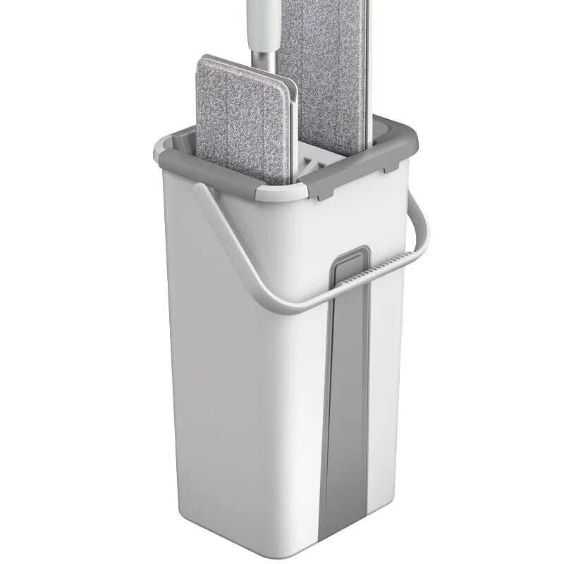 Professional Self-Cleaning Plastic Basket Mop Bucket Self-Wringer Washable Microfiber Cloth Pads Swivel Steel Handle High