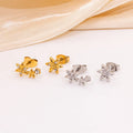 Powell Wholesale Custom 18K Gold Stainless Steel Waterproof Jewelry Earrings Cz Stone Studs Opal Earring