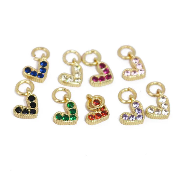 CZ8223 Dainty Love HeartJewelry Supplies Minimal Mini CZ Micro Pave Heart CharmSmall Diamond Cubic Zirconia Love Heart Charms