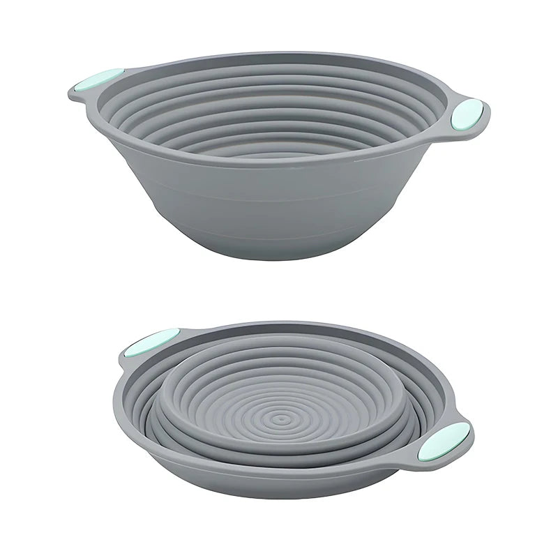 Kitchen Food Grade Safe Foldable Bread Fermentation Basket Non Stick Baking Bowl Silicone Bread Proofing Basket