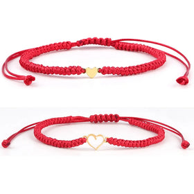 AA016379 Hand-woven Red Gold Love Pattern Bracelet Friendship Bracelet