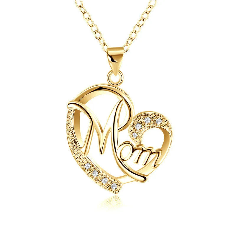 New Mom Letter Love Necklace Diamond Letter Pendant Necklace Jewelry for Mother's Day Gifts
