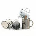 Metal Double Wall Stainless Steel Beer Tea Glass 200ml 300ml 400ml Beer Drinking Cups Set Mug with Handle Camping Carabiner Cup
